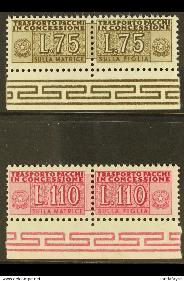 CONCESSION PARCELS  1953 75l Brown & 110L Lilac Rose, Sass 3l, 41, Very Fine NHM. (2 Stamps) For More Images, Please Vis - Non Classés