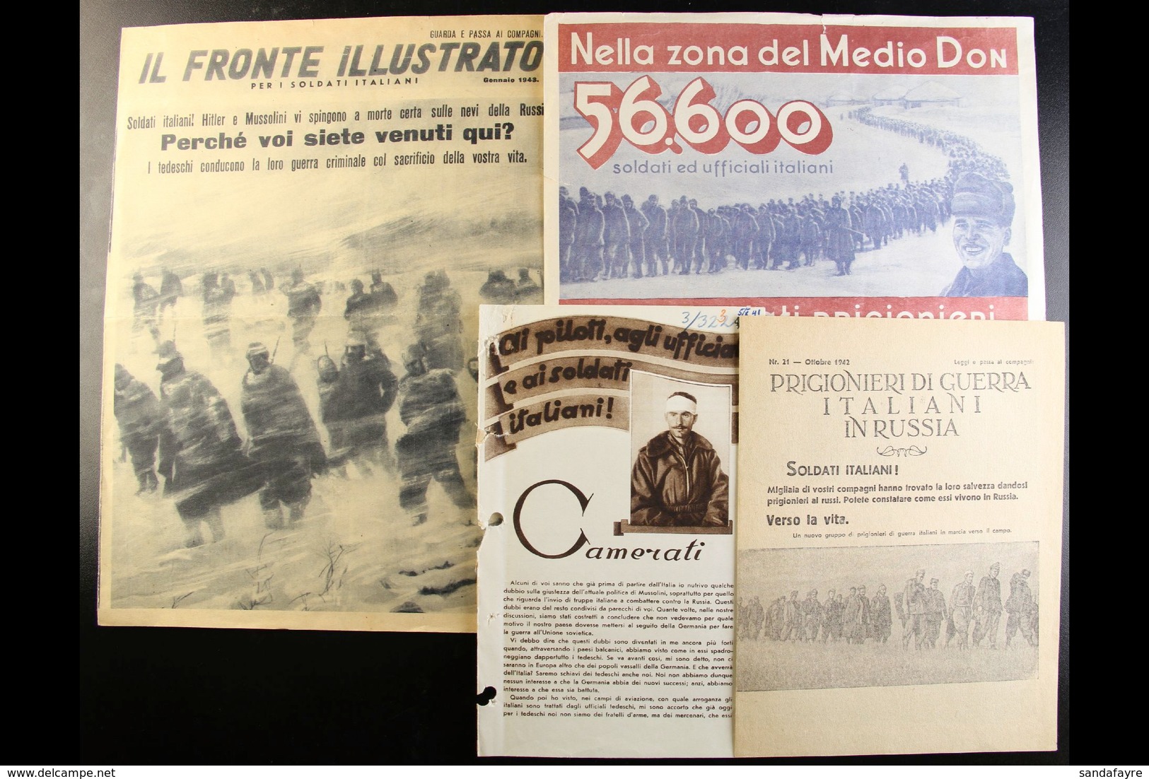THE ITALIAN FORCES IN RUSSIA  1941-43 Wonderful Assembly Of World War Two Propaganda Leaflets Produced By The Russians T - Ohne Zuordnung