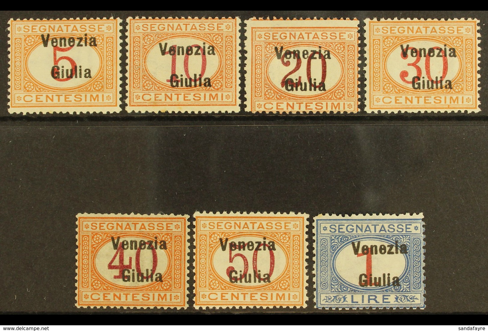 VENEZIA GIULIA  POSTAGE DUES 1918 Overprint Set Complete, Sass S4, Very Fine Mint. Cat €1000 (£760) Rare Set. (7 Stamps) - Non Classés