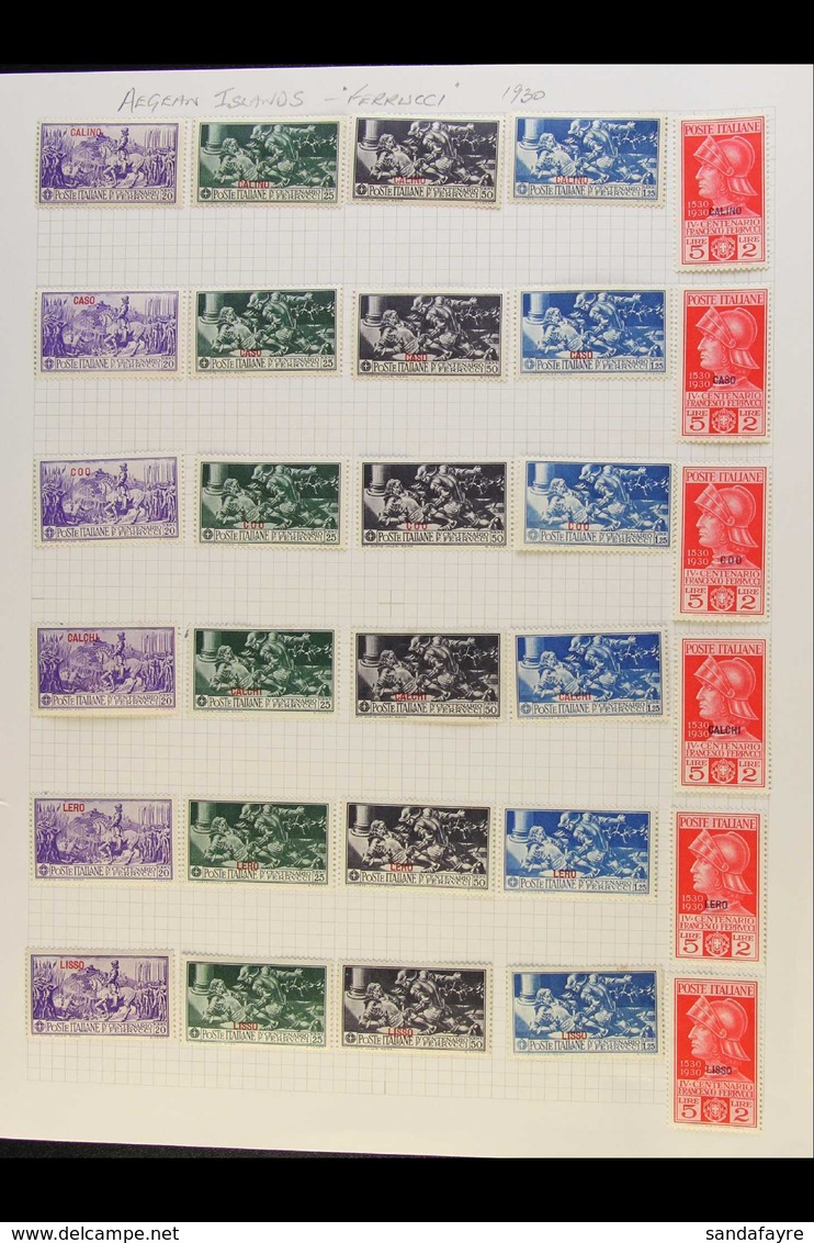 DODECANESE ISLANDS  1930 FERRUCI POSTAGE ISSUE - Almost Complete, Missing Only 5L+2L Of Piscopi, Also Incl. Some Of Trip - Andere & Zonder Classificatie