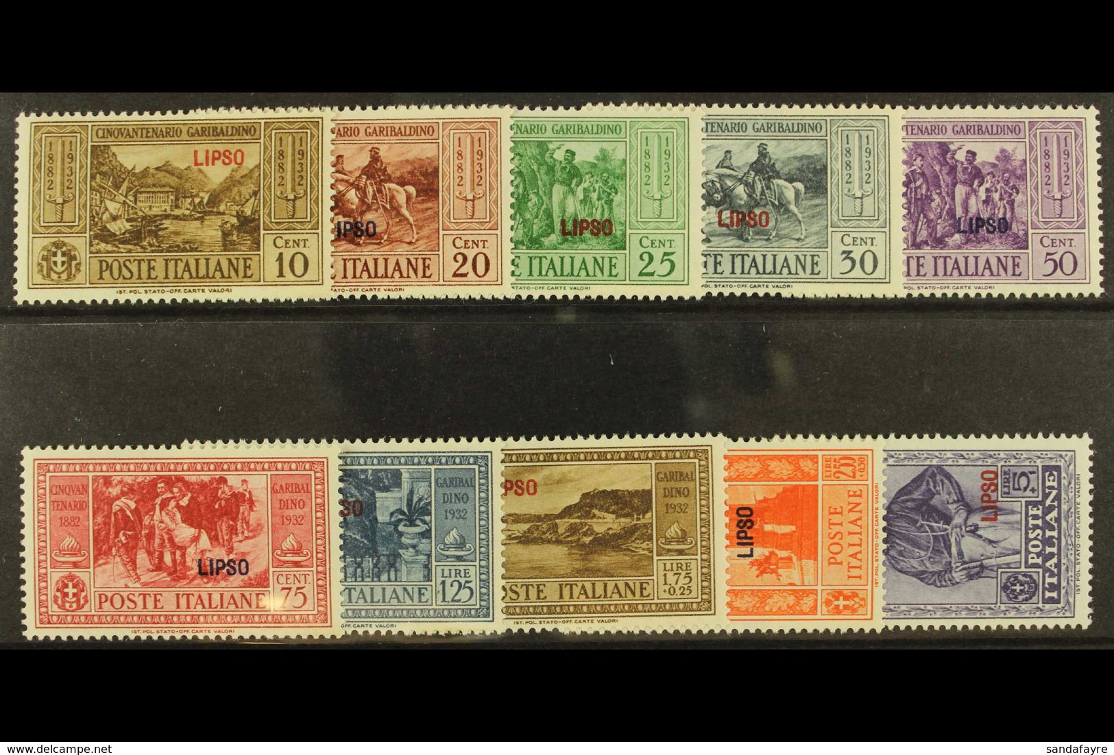 DODECANESE ISLANDS  LIPSO 1932 Garibaldi Set, SG 89/98, Sassone S.62, Very Fine Mint (10). For More Images, Please Visit - Andere & Zonder Classificatie