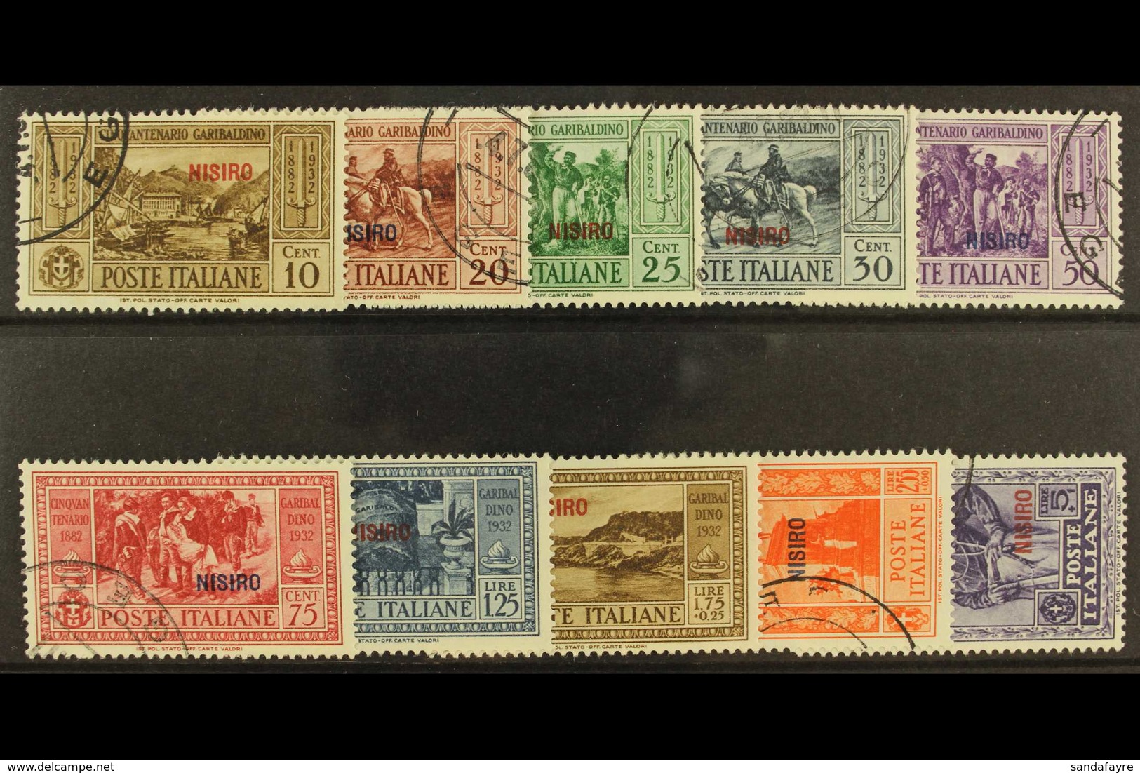 DODECANESE ISLANDS  NISIRO 1932 Garibaldi Set, SG 89/98, Sassone S.65, Very Fine Used (10). For More Images, Please Visi - Andere & Zonder Classificatie