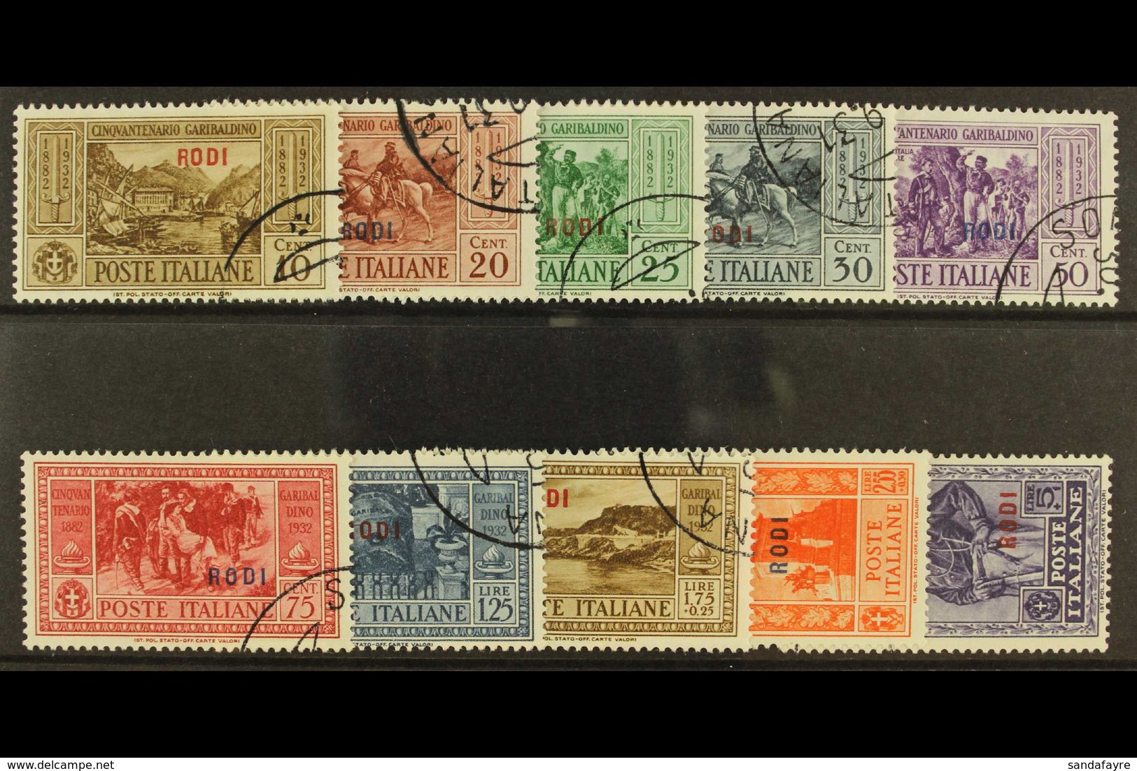 DODECANESE ISLANDS  RODI 1932 Garibaldi Set, SG 89/98, Sassone S.75, Very Fine Used (10). For More Images, Please Visit  - Andere & Zonder Classificatie