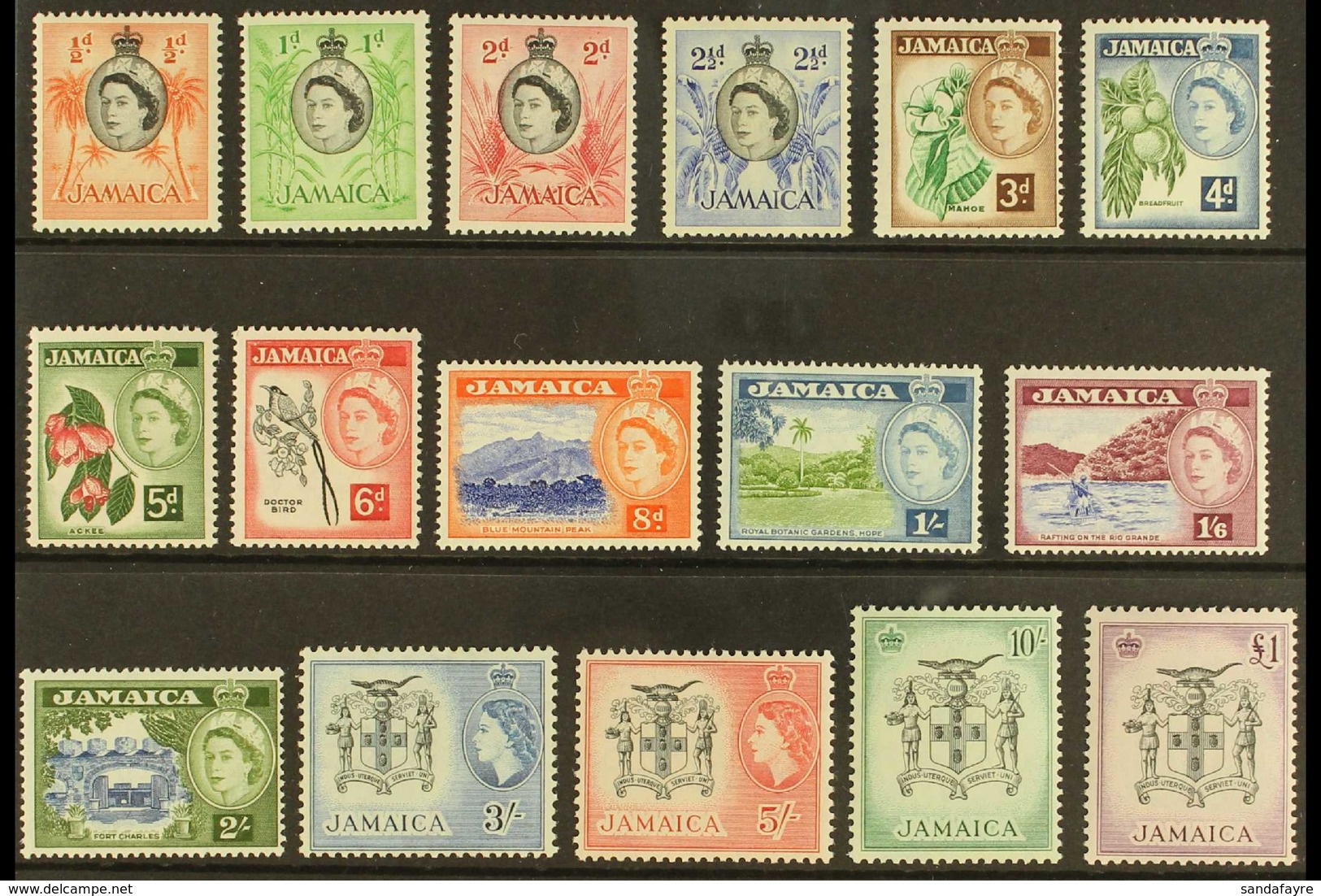 1956-58  Pictorial Definitive Set, SG 159/74, Never Hinged Mint (16 Stamps) For More Images, Please Visit Http://www.san - Jamaica (...-1961)