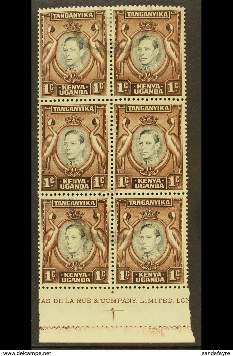1938-54  1c Perf 13¼ With RETOUCHED VALUE TABLET Variety, SG 131ad, In A Very Fine Used Positional Block Of Six With Par - Vide