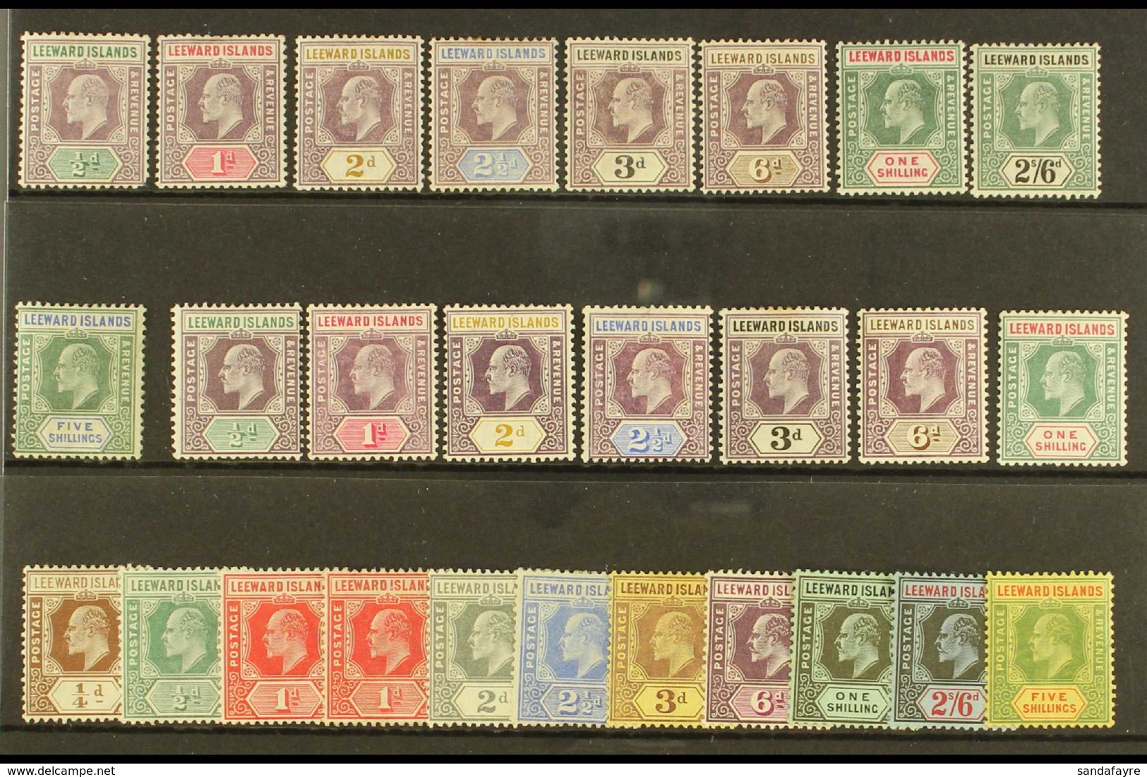 1902-11 COMPLETE MINT KEVII COLLECTION  A Lovely Complete Mint Collection Presented On A Stock Card, SG 20/45, 1902 Set, - Leeward  Islands