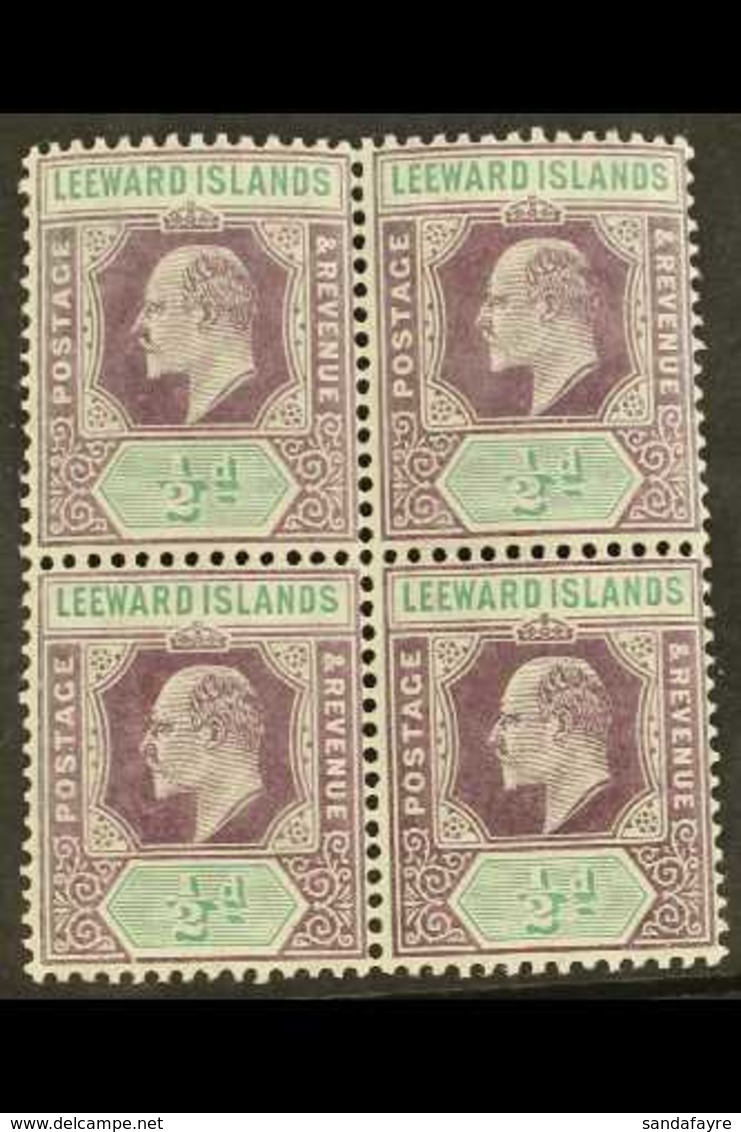 1908  ½d Dull Purple And Green On Chalk-surfaced Paper, SG 29a, BLOCK OF 4 Superb Never Hinged Mint. For More Images, Pl - Leeward  Islands