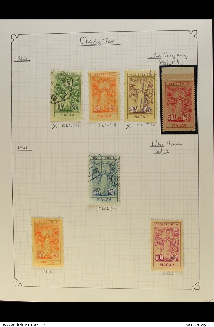 CHARITY TAX STAMPS  1919-1966 All Different Mint/unused Or Used Collection On Leaves. Includes 1930 5a Used, 1945 5a And - Andere & Zonder Classificatie