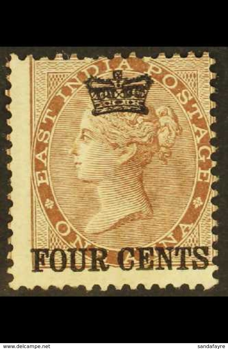1867  4 Cents On 1a Deep Brown, SG 4, Unused, Fresh With Gum Traces For More Images, Please Visit Http://www.sandafayre. - Straits Settlements