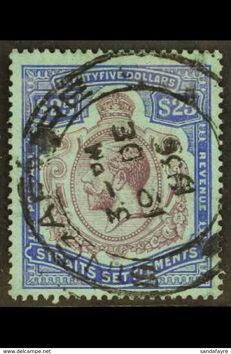 1921 - 33  $25 Purple And Blue On Blue, Wmk Script, SG 240b, Very Fine Used. For More Images, Please Visit Http://www.sa - Straits Settlements