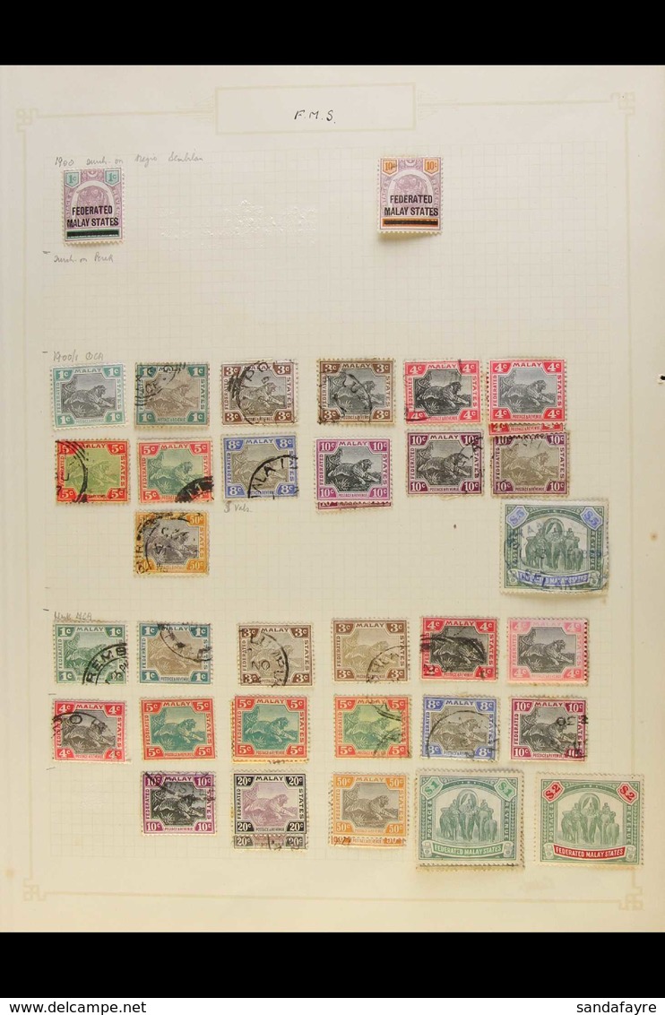 FEDERATED MALAY STATES  Old Time Mint And Used Collection On Pages Which Includes 1900 10c On Negri Mint, 1900-01 To $5  - Altri & Non Classificati