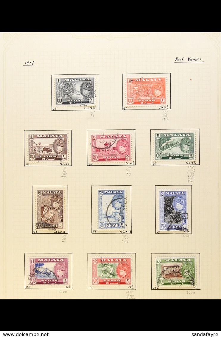 KEDAH  1922-1970 USED COLLECTION On Album Pages. Includes 1922-40 6c Die I & II, 1957 Pictorial Set, 1959-62 Pictorial S - Andere & Zonder Classificatie