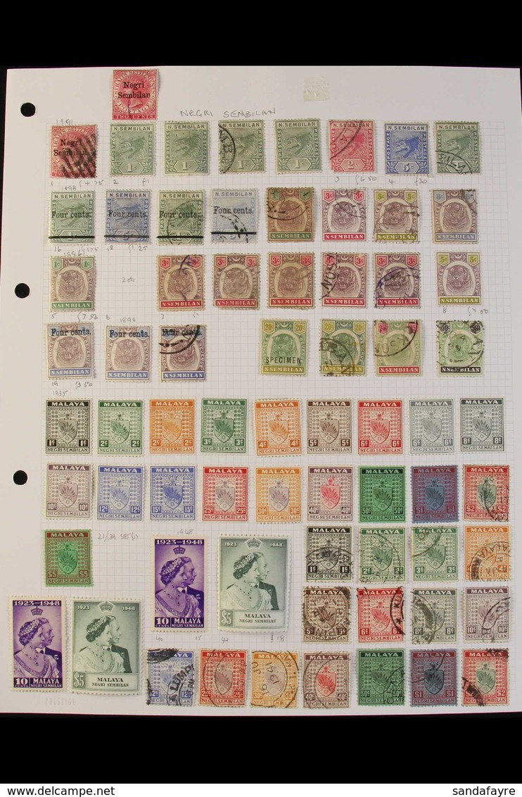 NEGRI SEMBILAN  1882-1981 MINT & USED COLLECTION On Leaves, Includes SUNGEI UJONG 1882-84 2c Rose Opt SG 17 Unused (cat  - Andere & Zonder Classificatie