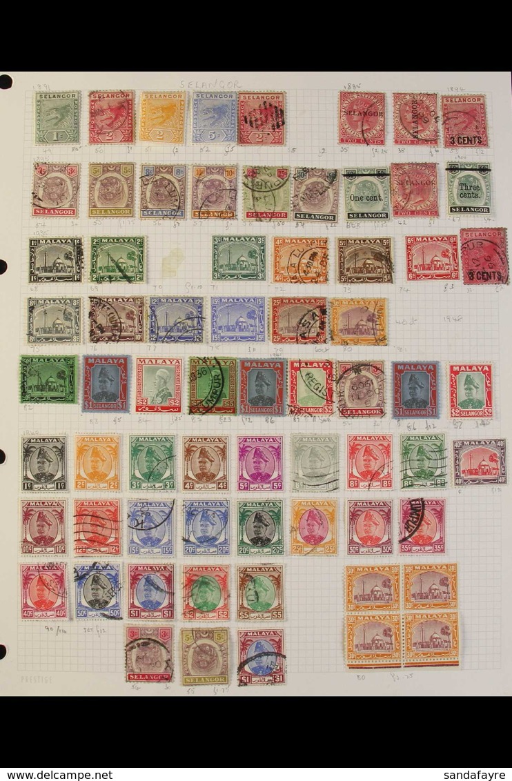 SELANGOR  1885-1985 MINT & USED COLLECTION On Leaves, Includes 1891-95 Set Mint (2c Rose Used), 1895-99 Set To 50c Used, - Otros & Sin Clasificación