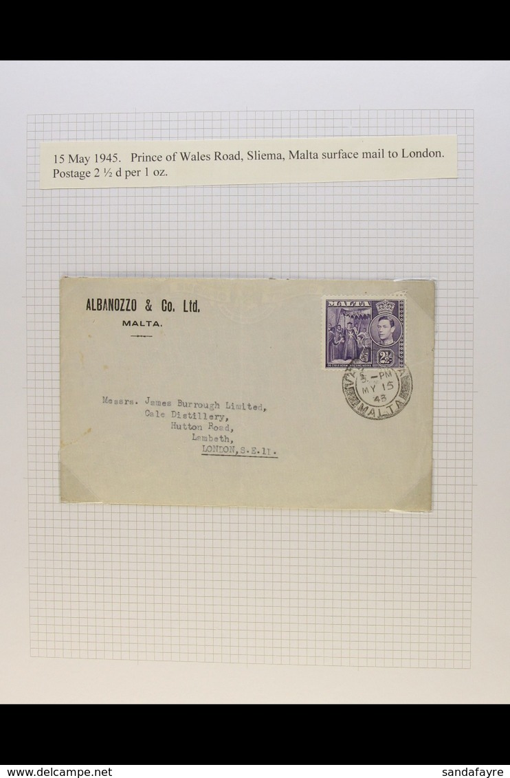 1945-1948 COVERS.  An Interesting Collection Of Covers Written Up On Leaves, Mostly With Multiple Frankings, Includes Ai - Malta (...-1964)