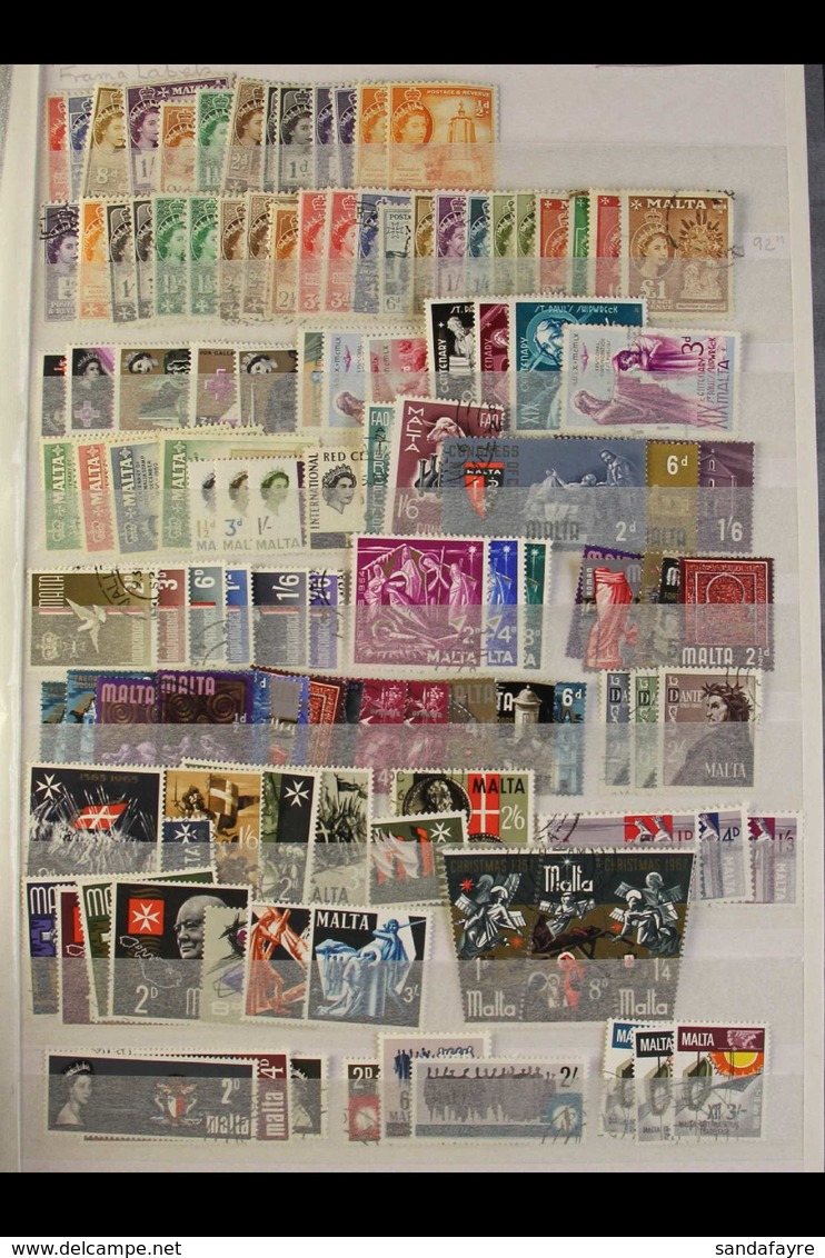 1950's-2000's COLLECTION  On Stock Pages, Often Both Never Hinged Mint (a Few Earlier Issues Hinged) & Used Examples, In - Malta (...-1964)