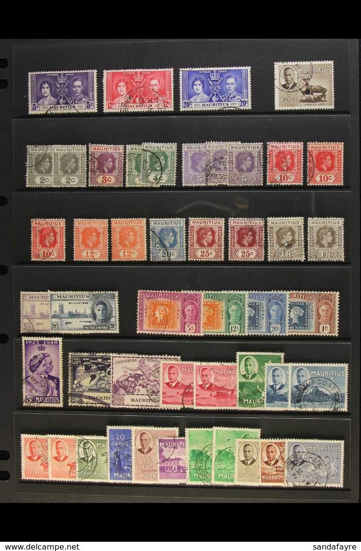 1937-87 USED COLLECTION  On Stock Pages, Inc 1938-49 10c Sliced "S" At Top Variety, 1950 Most Vals To 5r & 10r, 1953-58  - Mauritius (...-1967)