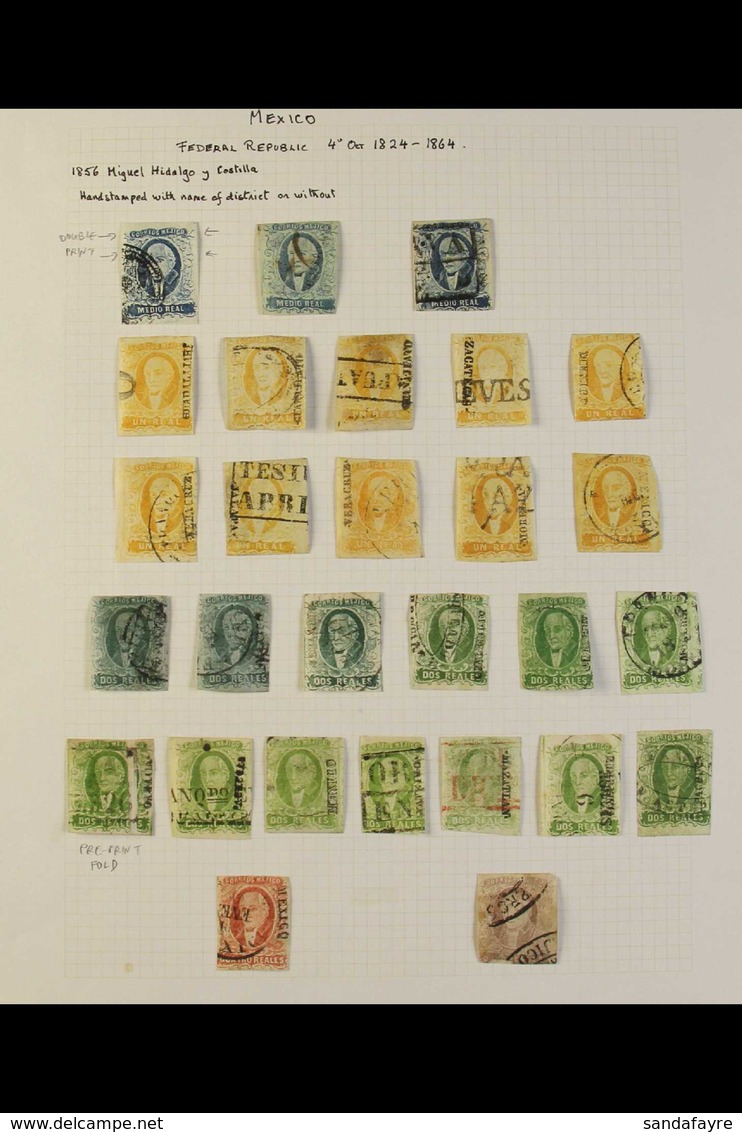 1856-1861 USED COLLECTION  With Many Shades & Postmark Interest On Leaves, Includes 1856 All Values To 8r (this Is A Spa - Mexico