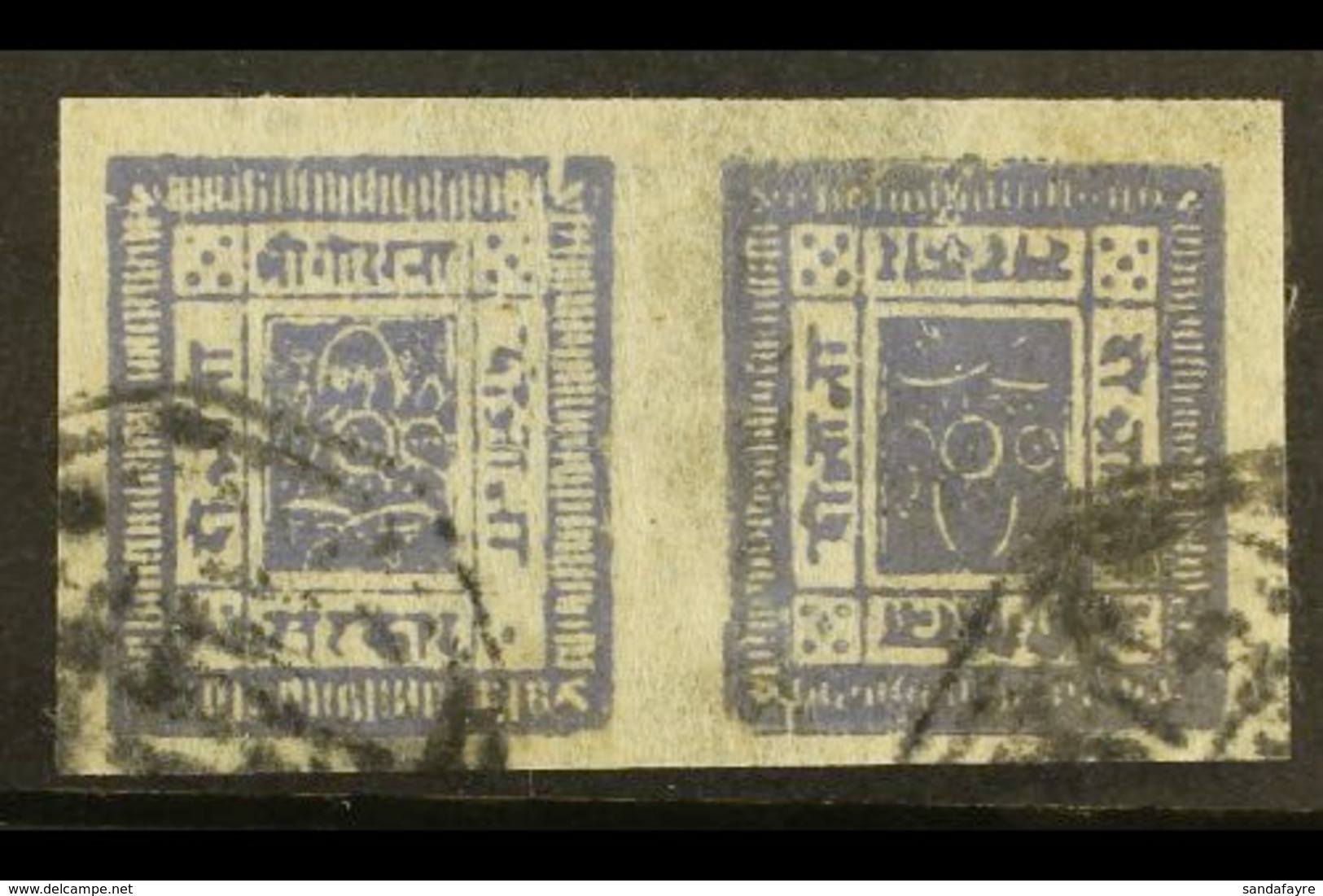 1905  2a Violet-blue Imperf From Setting 20, TETE-BECHE PAIR, H&V 16c (SG 15a), Very Fine Used With 4 Margins. For More  - Nepal