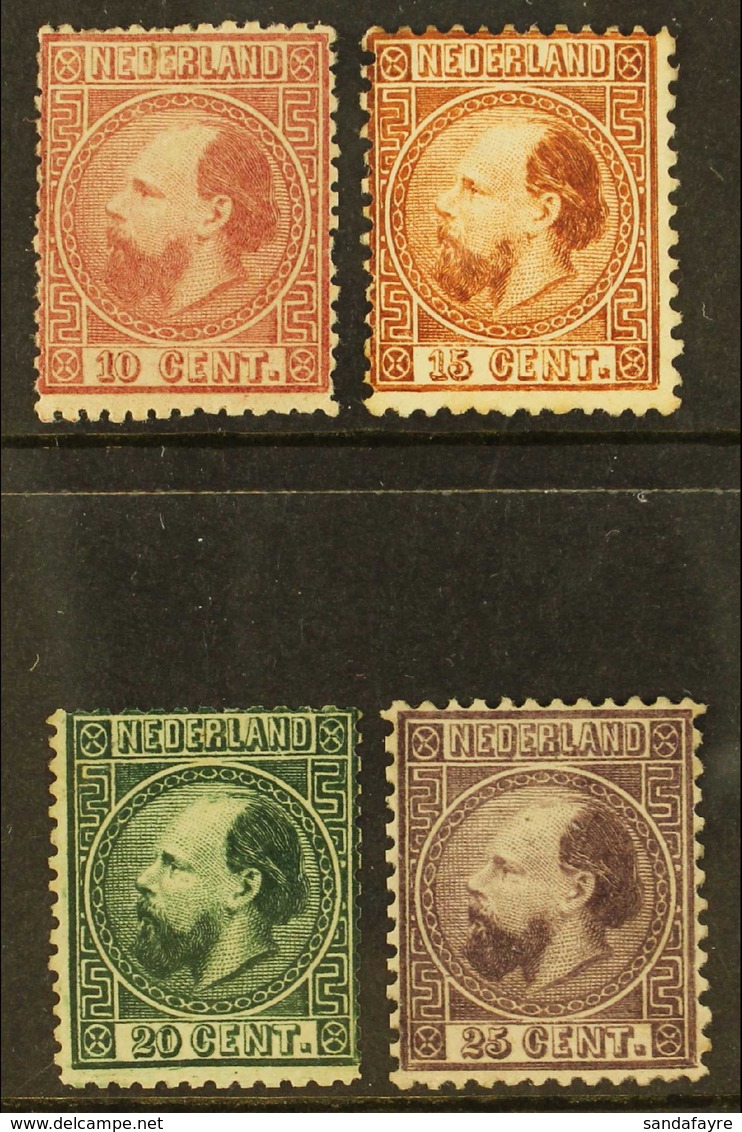 1867-71  William III 10c To 25c (NVPH  8/11), Mint, Probably Regummed. Min Cat 5,700 Euros. Nice Group! (4 Stamps) For M - Andere & Zonder Classificatie