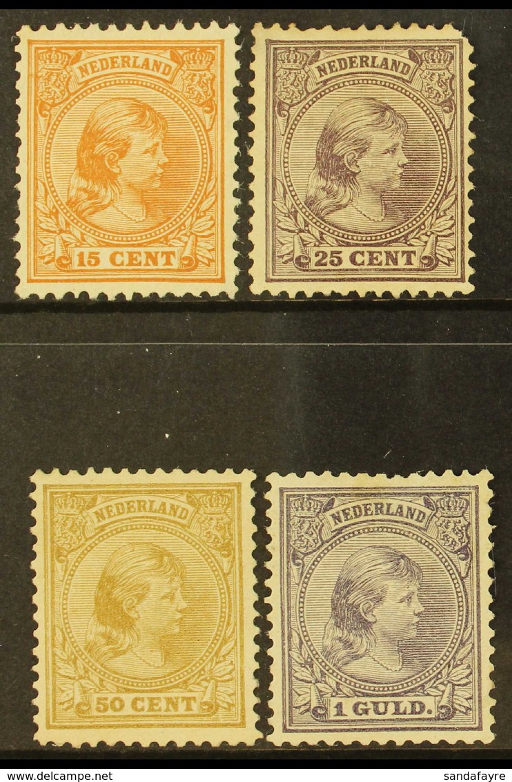 1891-94  Young Wilhelmina 15c, 25c, 50c And 1g (NVPH 39 & 42/44), Mint (regummed), Lovely And Fresh With Tiny Faults. (4 - Altri & Non Classificati