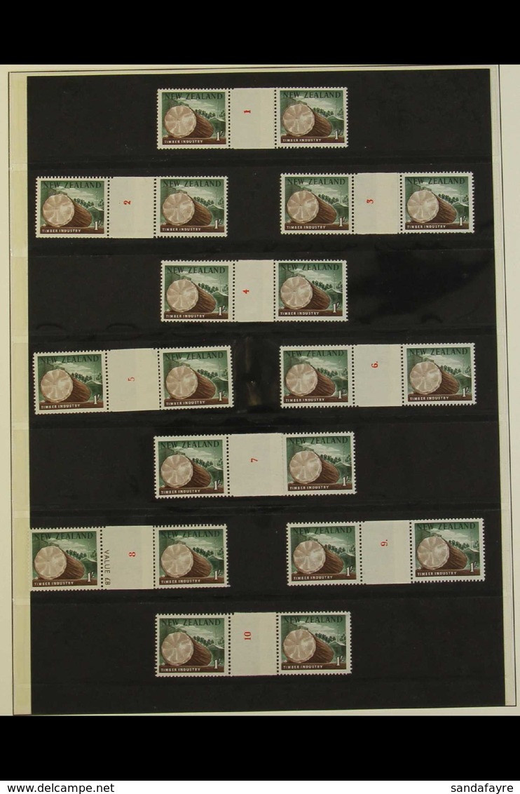 1960-66 COUNTER COIL PAIRS ONE SHILLING COMPLETE COLLECTION.  A Complete NEVER HINGED MINT Collection Of The 1s Multicol - Otros & Sin Clasificación