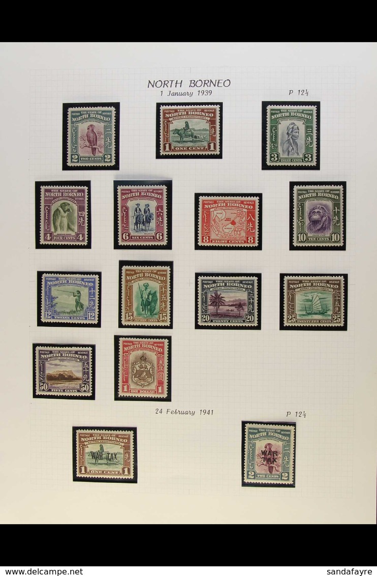 1939-51 KGVI FINE MINT COLLECTION  Good Lot With 1939 Pictorial Defins Complete To $1, 1945 "BMA" Ovpts Set, 1947 Set, 1 - Borneo Del Nord (...-1963)