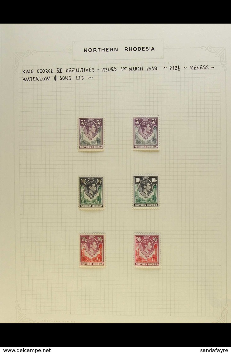 1938  Geo VI Definitives, Superb Mint Collection With Complete Values To 9d, The 1s (3), 2s 6d (3), 3s (3), 5s - 10s (2) - Noord-Rhodesië (...-1963)