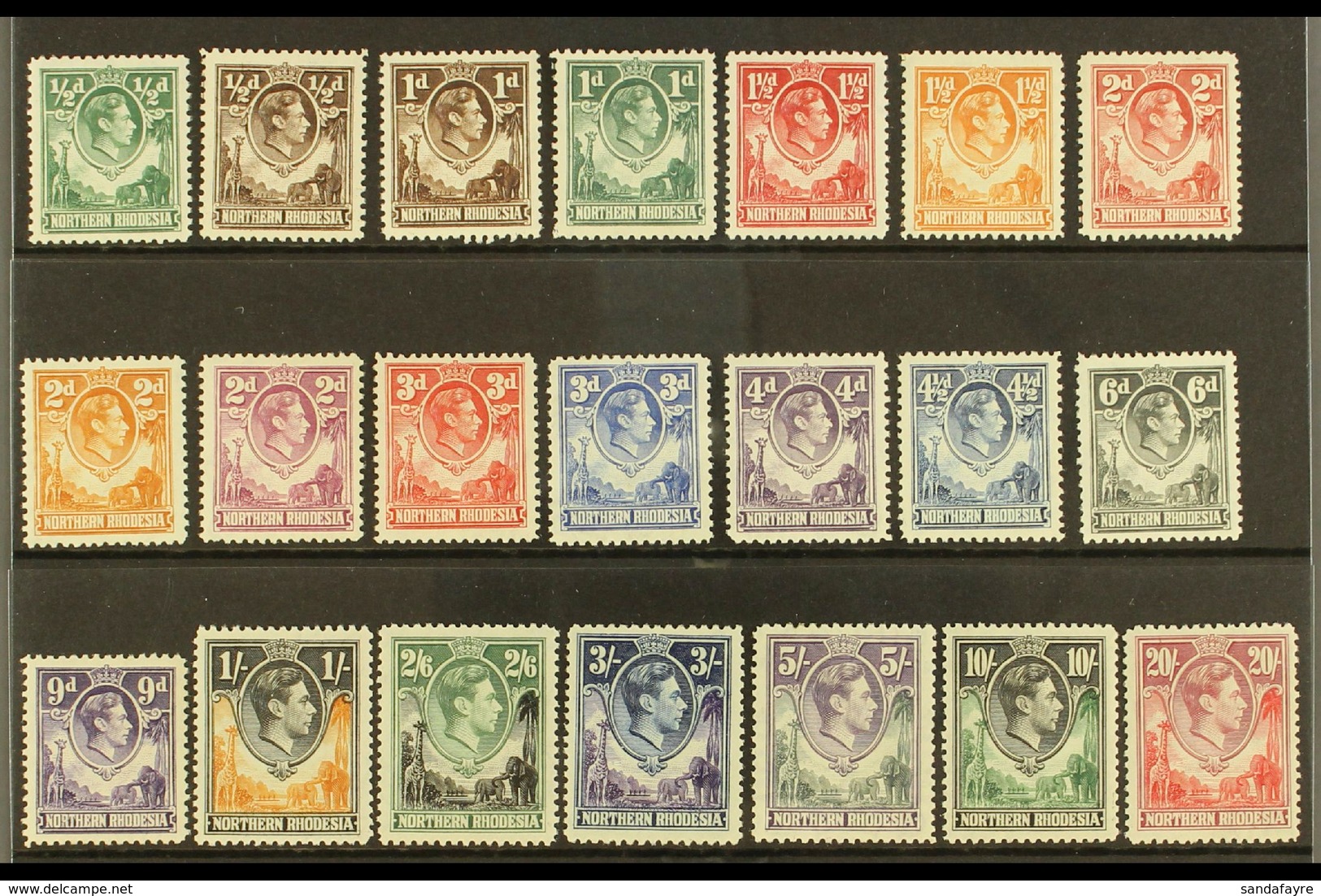 1938-52  KGVI Definitive Set, SG 25/45, Fine Mint (21 Stamps) For More Images, Please Visit Http://www.sandafayre.com/it - Noord-Rhodesië (...-1963)