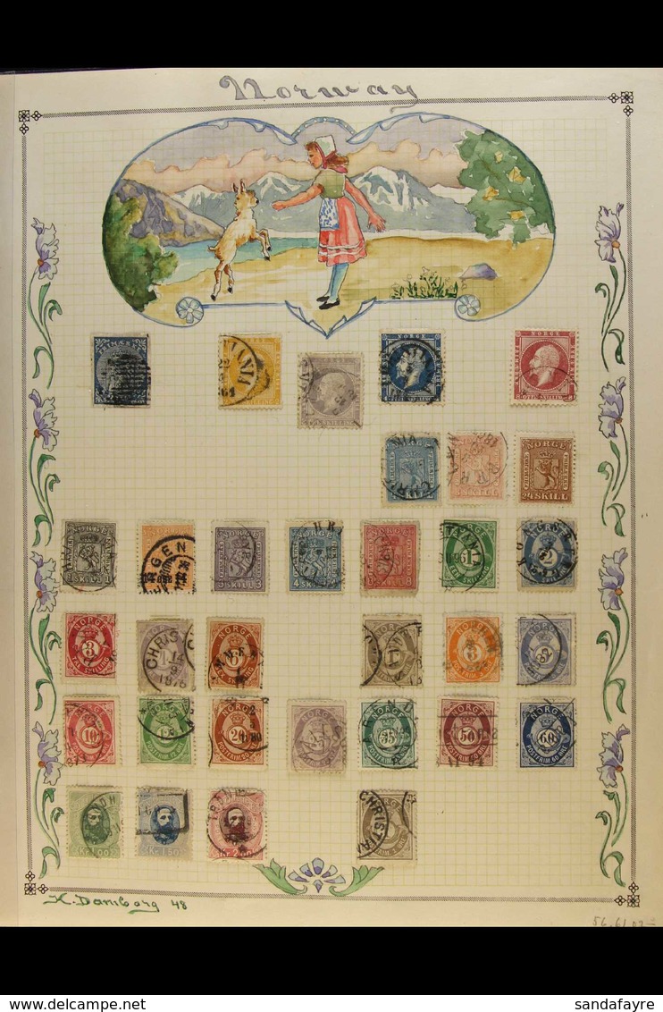 1855 - 1878 CLASSIC SELECTION  Comprehensive Selection On Beautiful Hand Illustrated Page Including 1855 4s Blue, 1856 O - Autres & Non Classés