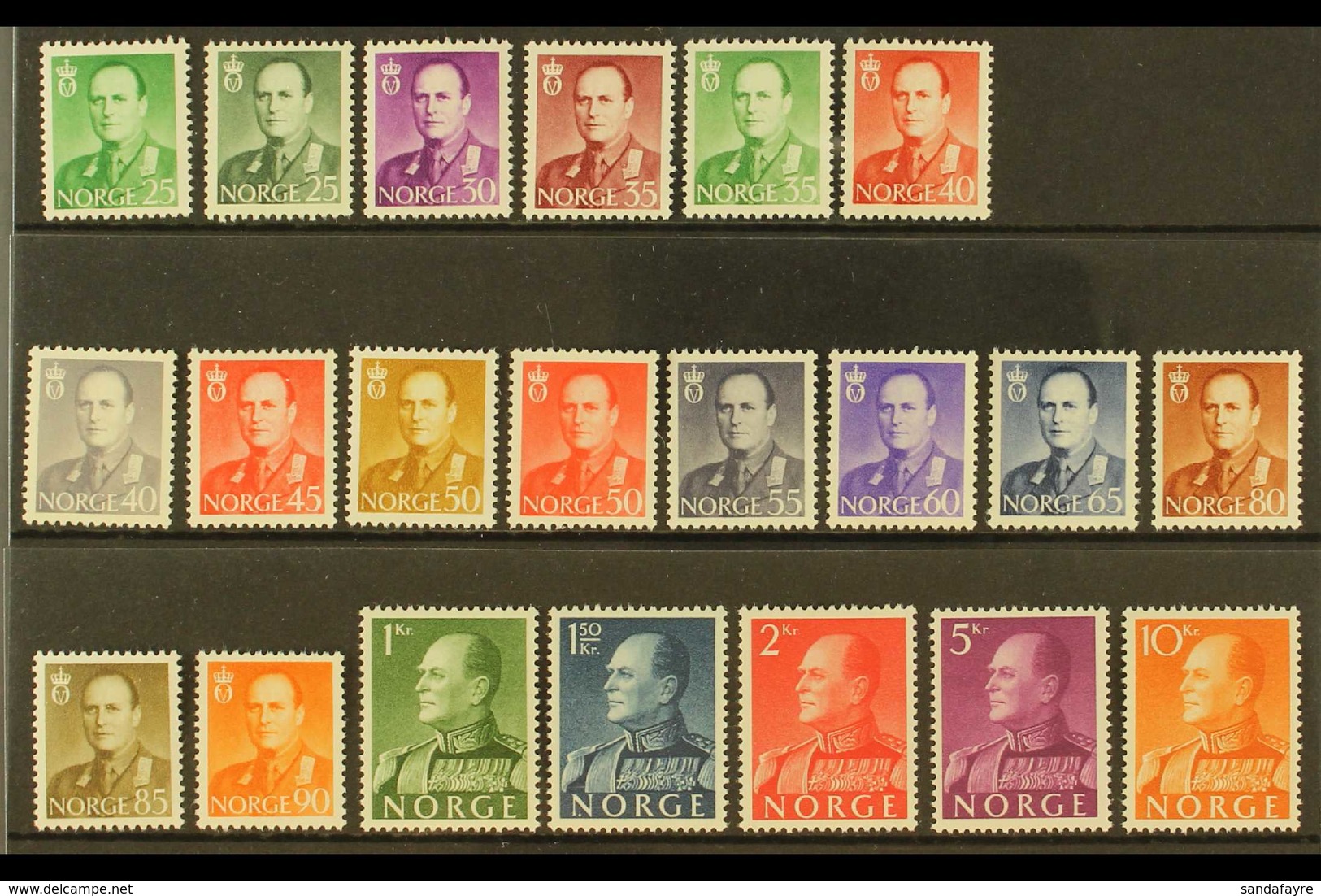1958-62  King Olav V Complete Definitive Set, SG 472/89, Mi 418/27, 428/32, 450 & 471/75, Never Hinged Mint (21 Stamps)  - Andere & Zonder Classificatie