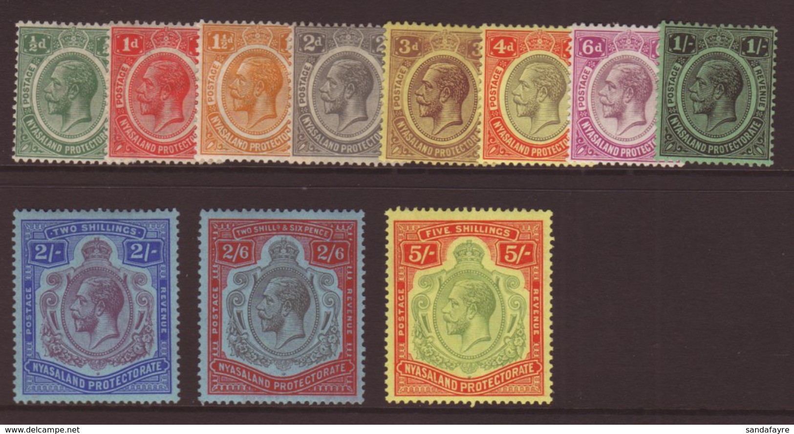 1921-30  Set To 5s SG 100/112, Fine Mint. (11 Stamps) For More Images, Please Visit Http://www.sandafayre.com/itemdetail - Nyasaland (1907-1953)