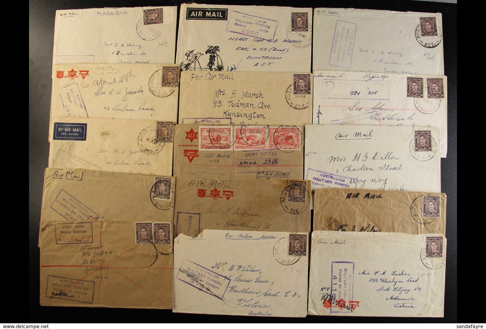 WW2 AUSTRALIAN FORCES - AUST ARMY DATESTAMPS  A Fine Collection Of Covers Back To Australia, Bearing Australian KGVI Sta - Papua Nuova Guinea