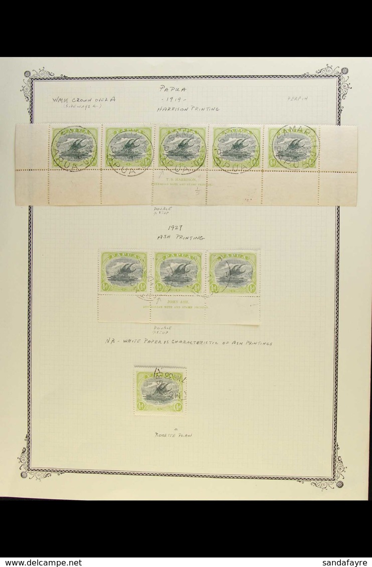 1916-31 LAKATOI ISSUE, FINE USED VARIETIES COLLECTION  ½d Lower Marginal Row Of Five And Strip Of Three With Harrison Im - Papua-Neuguinea