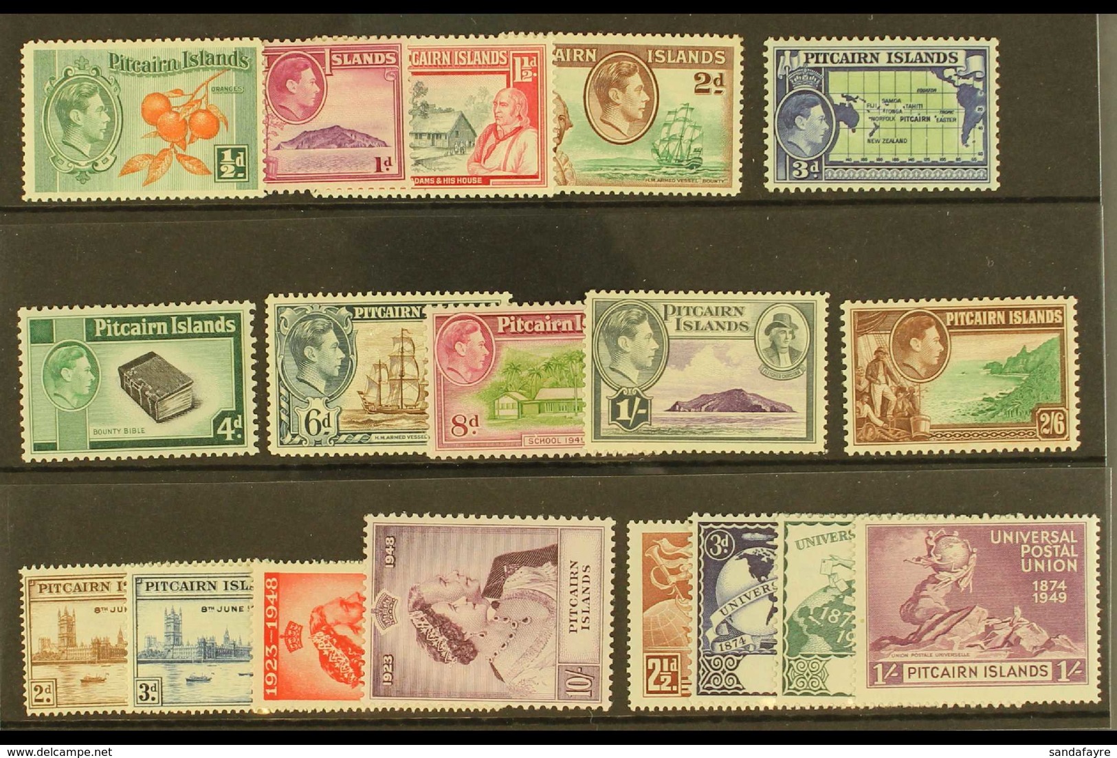 1938-52 KGVI COMPLETE MINT  A Complete Run From The Pictorial Issue To The UPU Set, SG 1/16, Fine Mint (18 Stamps) For M - Pitcairneilanden