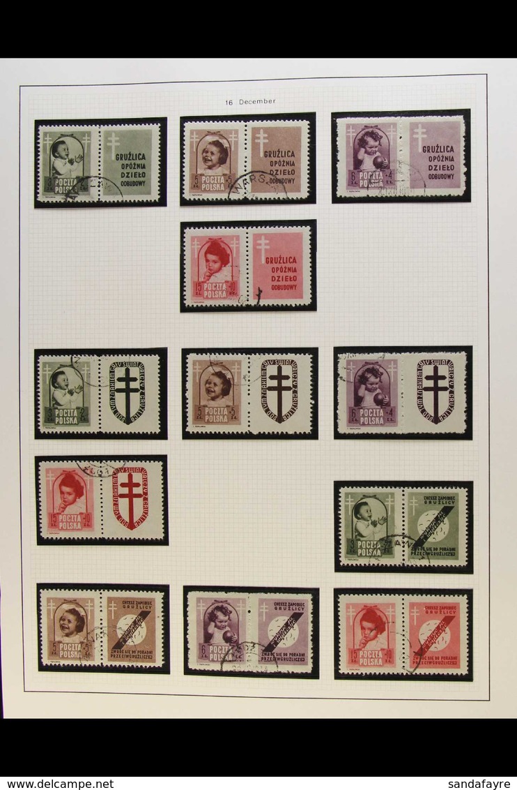 1948  Anti-TB Stamp+label Se-tenant Pairs Complete Sets With Various Labels, Michel 511/14 Zf, Very Fine Cds Used, Compr - Altri & Non Classificati