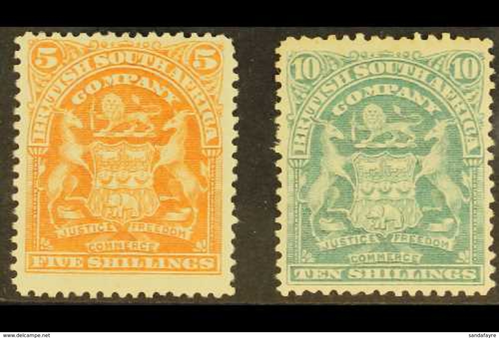 1898  5s Brown Orange And 10s Grey Green Arms, SG 87, 89, Very Fine And Fresh Mint. (2 Stamps) For More Images, Please V - Andere & Zonder Classificatie