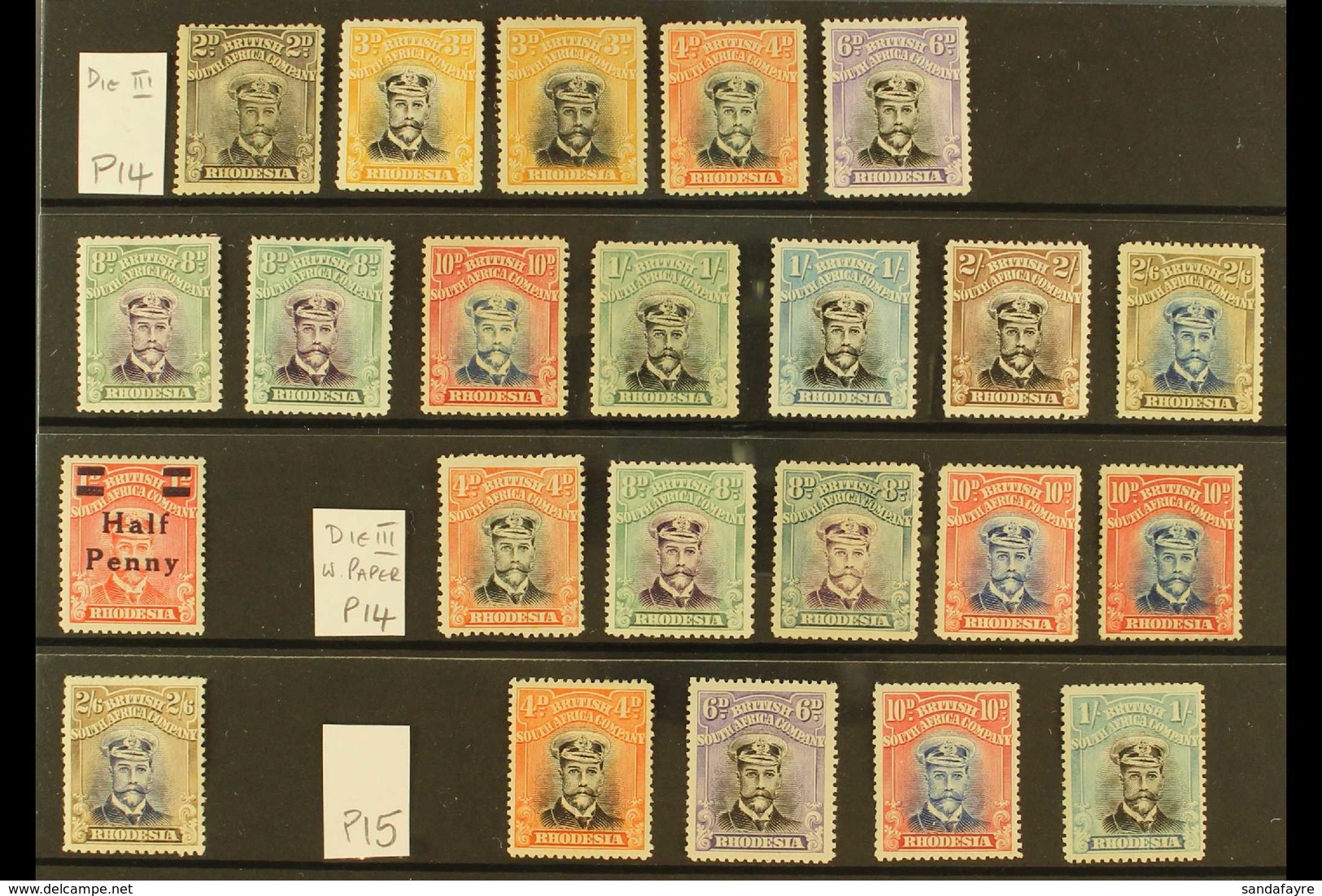 1919-24 DIE III MINT "ADMIRALS" COLLECTION  Presented On A Stock Card & Includes (perf 14) 2d Black And Brown-grey, 3d B - Andere & Zonder Classificatie