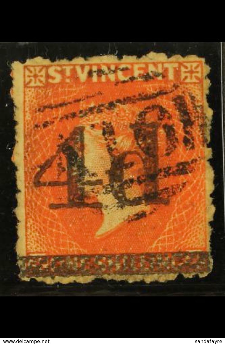 1881  4d On 1s Bright Vermilion, SG 35, Very Fine Used. Scarce Stamp. For More Images, Please Visit Http://www.sandafayr - St.Vincent (...-1979)