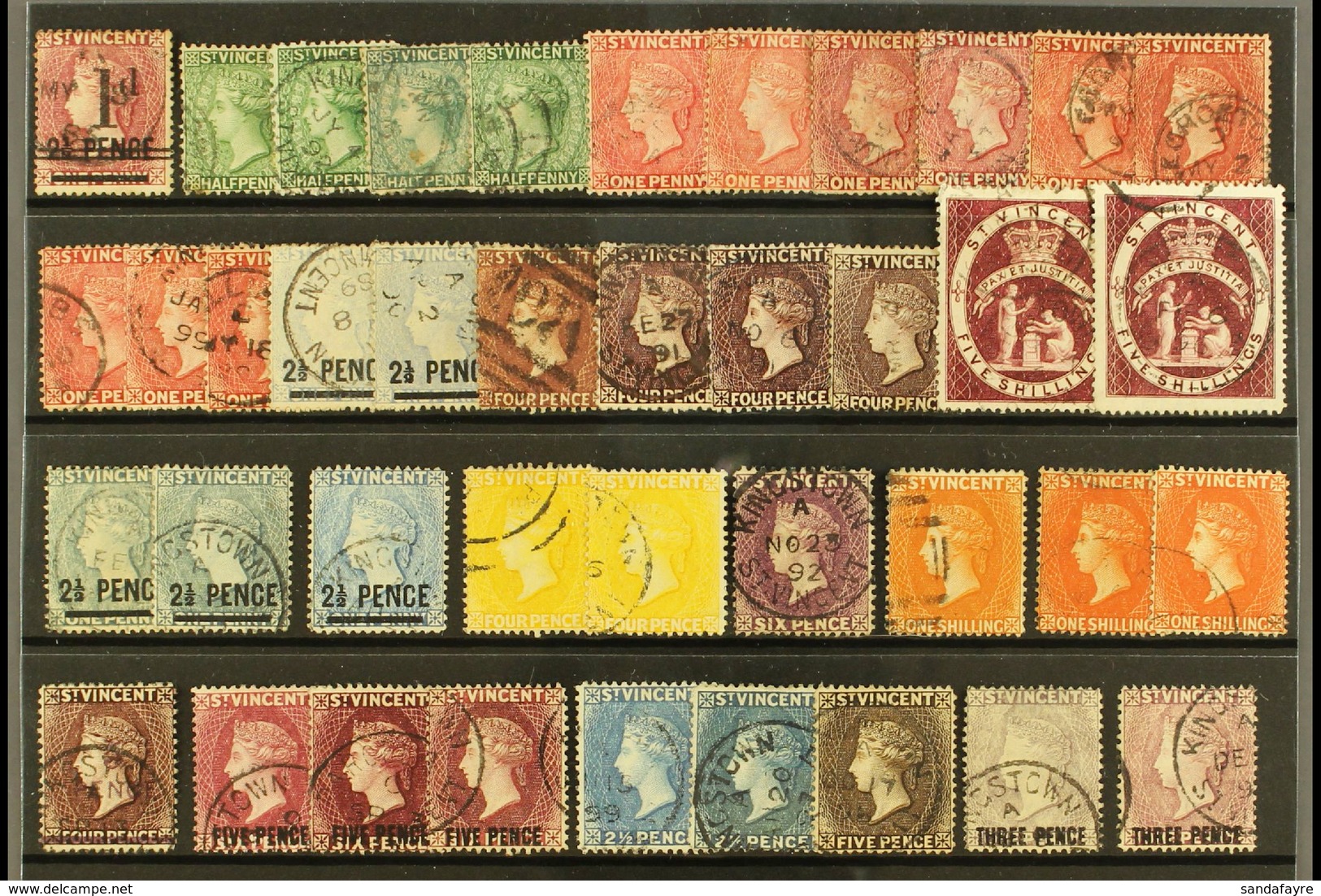 1885-1897 USED COLLECTION  An Attractive Array On A Stock Card With Many Listed Shades. Includes 1885-93 Range With Most - St.Vincent (...-1979)