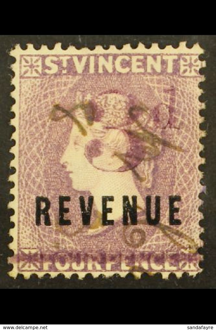 REVENUE STAMP  1888 3d On 4d Lilac, Barefoot 21, Fine Used. For More Images, Please Visit Http://www.sandafayre.com/item - St.Vincent (...-1979)