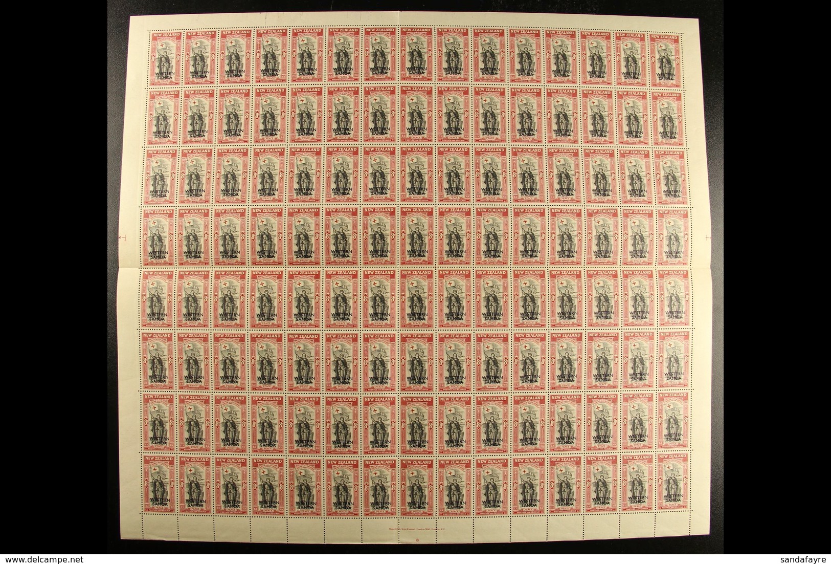 1946  1946 Peace Set, SG 215/18, In SHEETS OF 120 STAMPS, Never Hinged Mint. (4 Sheets = 480 Stamps) For More Images, Pl - Samoa