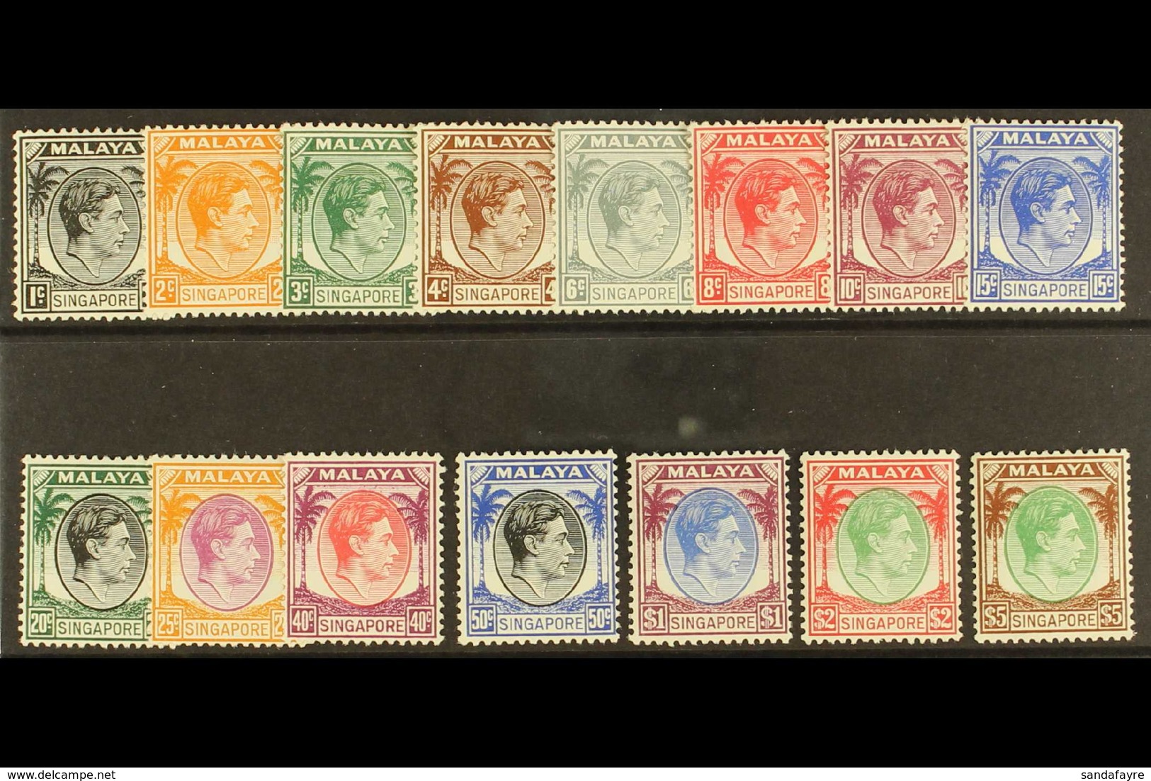 1948-52  Definitives Perf 14 Set Complete, SG 1/15, Never Hinged Mint (15 Stamps) For More Images, Please Visit Http://w - Singapur (...-1959)
