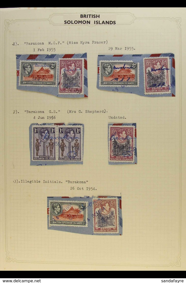 1954-56 CANCELLATIONS COLLECTION  An Interesting Selection Of KGVI Issues On Ten "Pieces"bearing Manuscript Cancels Or S - Salomonseilanden (...-1978)