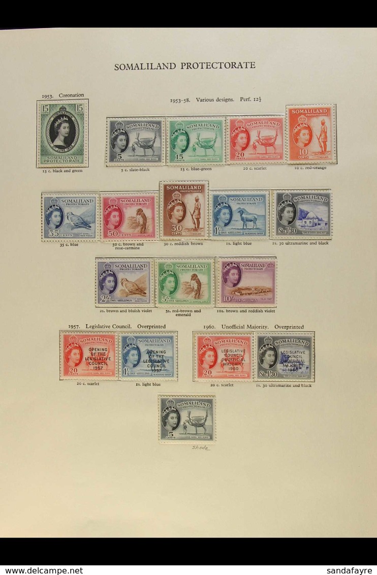 1953-1960 COMPLETE NHM QEII COLLECTION  Presented On A  "New Age" Printed Page, SG 136/52. Lovely (18 Stamps) For More I - Somaliland (Protectoraat ...-1959)
