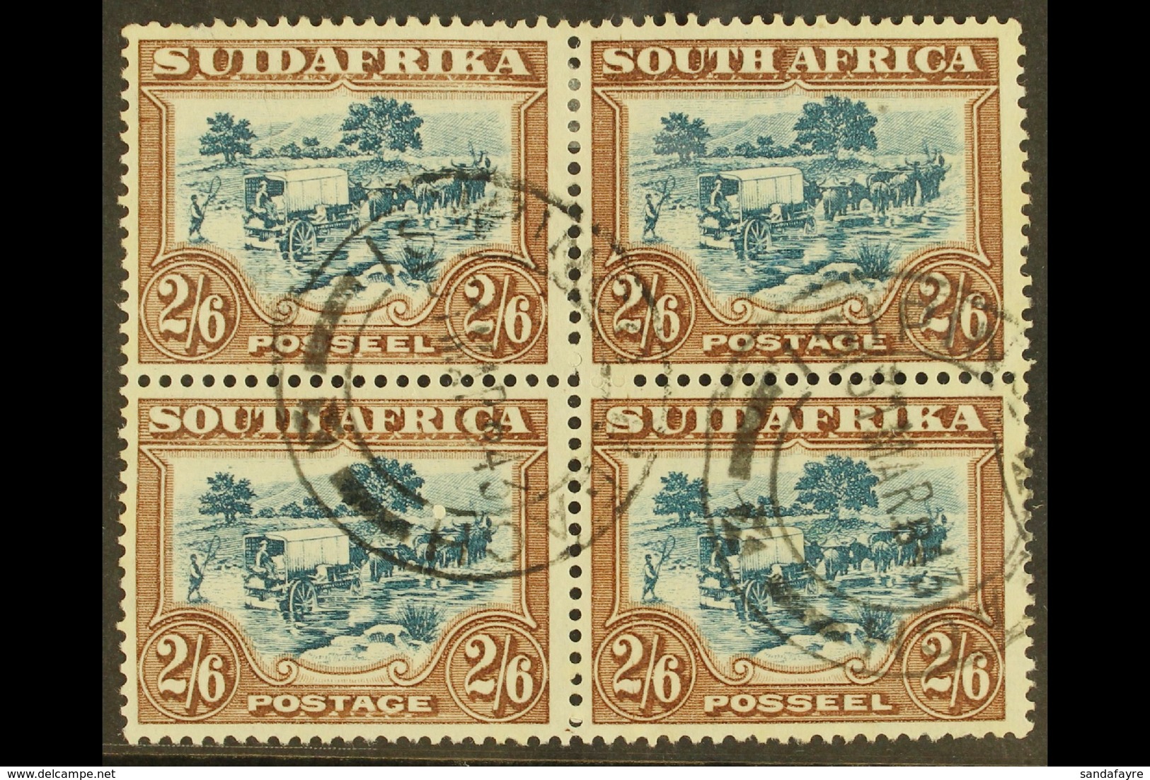 1930-44  2s6d Green & Brown, SG 49, Fine Cds Used BLOCK Of 4 Cancelled By Fully Dated "Isipingo Beach 31 Mar 43" Cds's,  - Zonder Classificatie