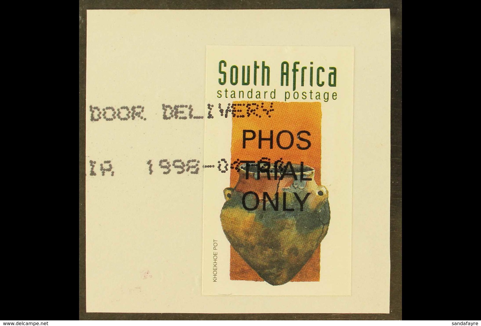 1998  Early South African History, Standard Postage (1r.10) Khoekhoe Pot, IMPERFORATE Single Overprinted "PHOS TRIAL ONL - Unclassified