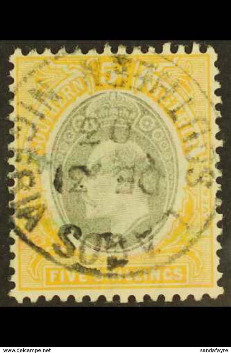 1903-04  (wmk Crown CA) KEVII 5s Grey-black And Yellow, SG 18, Fine Used With Fully Dated Cds. For More Images, Please V - Nigeria (...-1960)