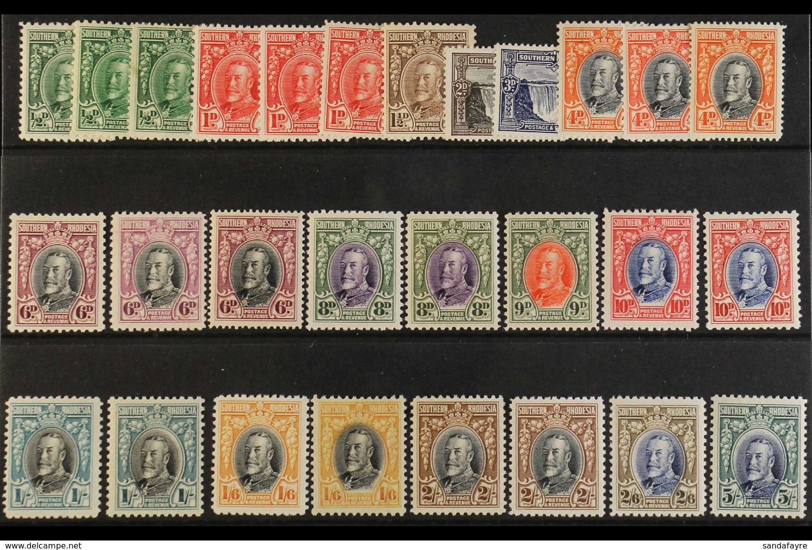 1931-37  King George V Complete Definitive Set, SG 15/27, Fine Mint, With Many Of The Good Additional Perfs E.g. 4d Perf - Rodesia Del Sur (...-1964)