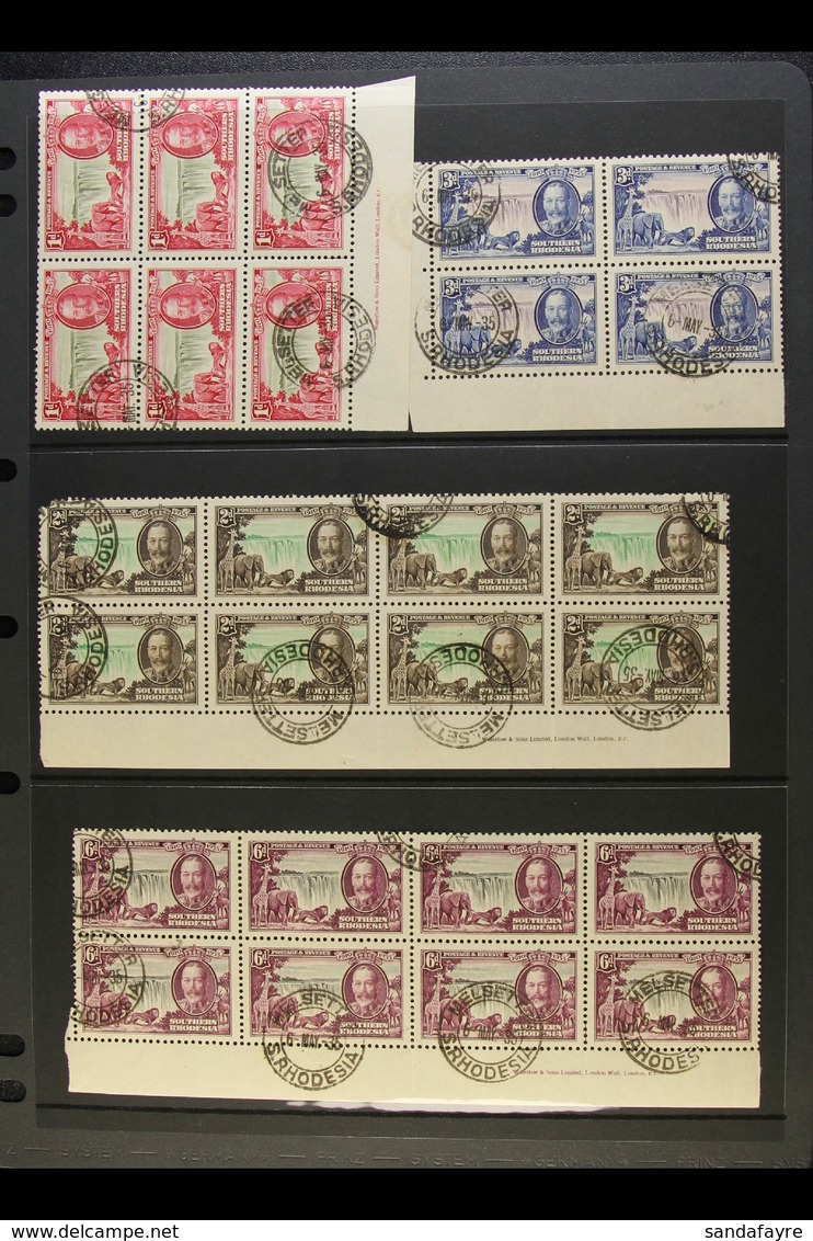 1935 SILVER JUBILEE  All Four Values In Blocks, Includes 1d In Corner & IMPRINT Blocks Of 6, 2d In Irregular IMPRINT Blo - Zuid-Rhodesië (...-1964)